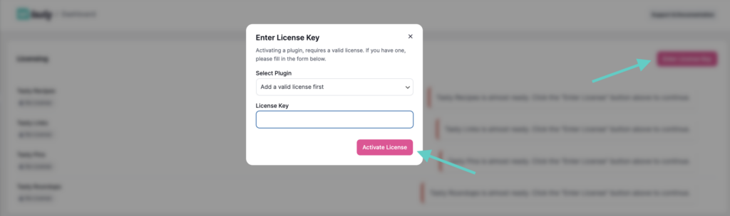 WP Tasty License Page